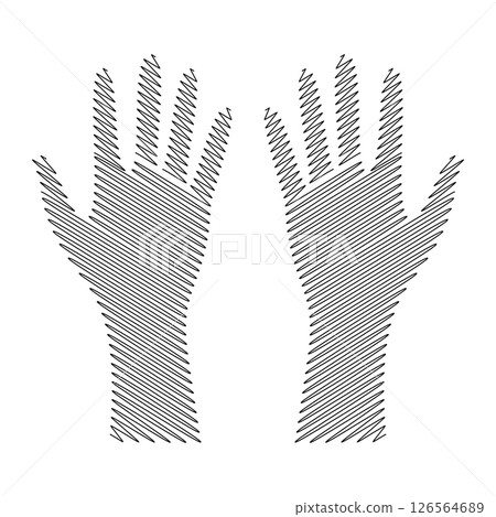 Diagonal Line Hands Silhouette Abstract Vector Art. Two stylized hand silhouettes filled entirely with evenly spaced diagonal lines. Diagonal Line Hands Silhouette Abstract Vector Art. Two stylized hand silhouettes filled entirely with evenly spaced diagonal lines. 126564689
