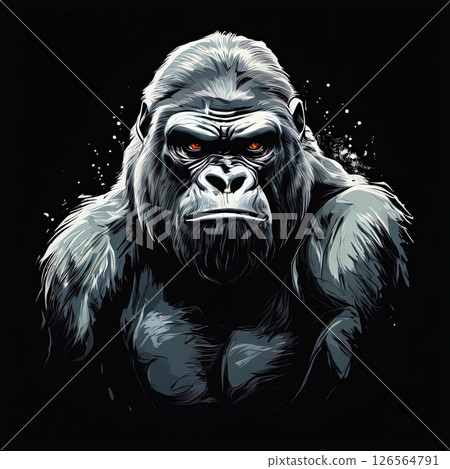 an AI Image Generator, Illustration of a Majestic Gorilla Staring 126564791
