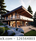 the AI Image Generator, Modern Wooden House in Forest Setting 126564803