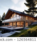 the AI Image Generator, Modern Wooden House in Forest Setting 126564811