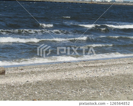 檢見川濱海岸的白色波浪 126564852