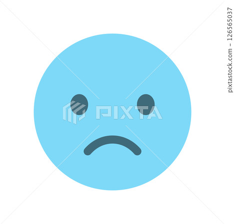 一個簡單的表情符號,一張皺著眉頭的悶悶不樂的臉 - 表示不滿、失望和低評價的圖像材料 一個簡單的表情符號,一張皺著眉頭的悶悶不樂的臉 - 表示不滿、失望和低評價的圖像材料 126565037