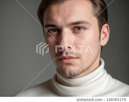 Close-Up Portrait of a Young Man in Turtleneck 126565179
