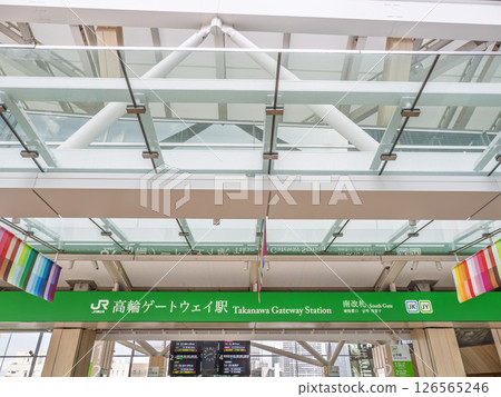 JR Takanawa Gateway Station South ticket gate information sign 126565246