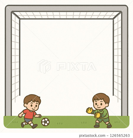 Border illustration of kids playing soccer 126565263