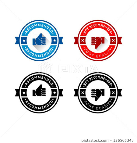 Set of badge like and dislike, thumbs up and thumbs down symbols, vector stamps Set of badge like and dislike, thumbs up and thumbs down symbols, vector stamps 126565343