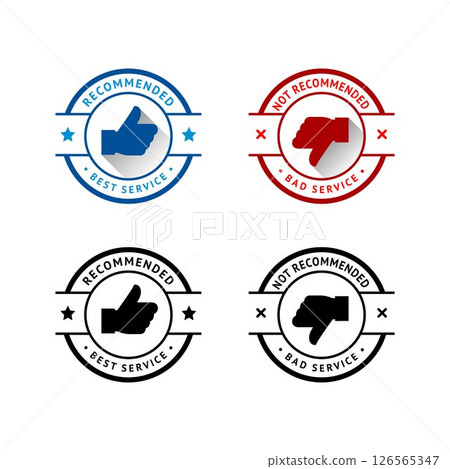 Set of badge like and dislike, thumbs up and thumbs down symbols, vector stamps 126565347
