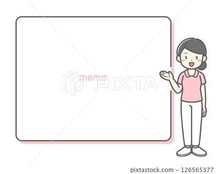 Illustration of a female medical worker and speech bubble / Medical design that is easy to use for explanations and guidance Illustration of a female medical worker and speech bubble / Medical design that is easy to use for explanations and guidance 126565377