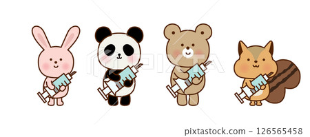 Cute animals with syringes (rabbit, panda, bear, squirrel) 126565458
