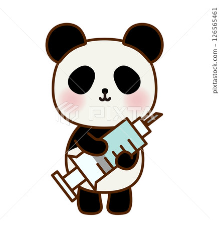 Illustration of a cute panda holding a syringe 126565461
