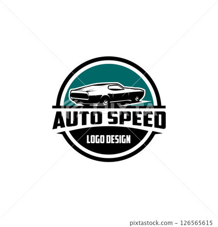 Mustang sportsroof car logo. Monocrome silhouette car logo template. Set of ready-made logo templates isolated vector 126565615