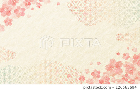 水彩風格的櫻花，春天的日本圖案，日本紙背景 126565694
