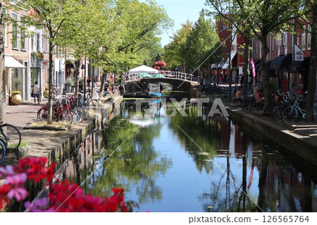 Netherlands Delft old town and canal Netherlands Delft old town and canal 126565764