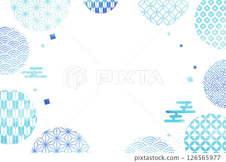 Summer, midyear gift, watercolor style, Japanese pattern, frame Summer, midyear gift, watercolor style, Japanese pattern, frame 126565977