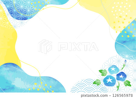 牽牛花夏季水彩風格時尚手繪弧形框架 牽牛花夏季水彩風格時尚手繪弧形框架 126565978