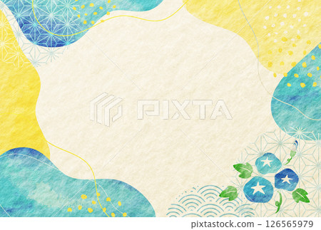 牽牛花夏季水彩風格時尚日本紙背景 牽牛花夏季水彩風格時尚日本紙背景 126565979