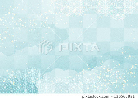 夏季、年中禮物、夏季問候、淡藍色日式圖案背景 126565981