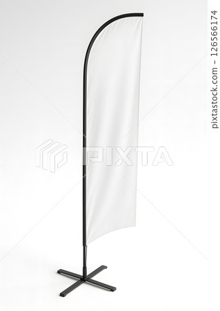 A pristine white feather flag on a cross base, ready for custom branding or promotional display 126566174