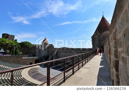 The walls of the historic fortified city of Carcassonne, France The walls of the historic fortified city of Carcassonne, France 126566239