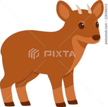 Cartoon Pudu deer vector drawing 126566255