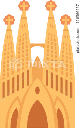 Sagrada Familia cathedral flat cartoon icon Sagrada Familia cathedral flat cartoon icon 126566257