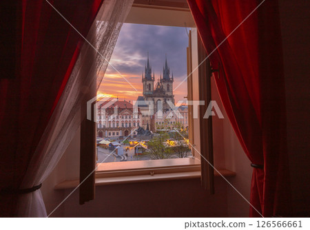 Church of Our Lady before Tyn at dawn, Prague, Czech Republic 126566661