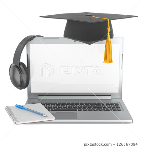 Online learning, remote education concept. 3D Rendering Online learning, remote education concept. 3D Rendering 126567084