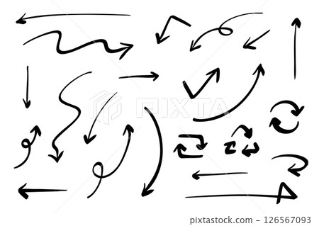 向量筆手繪箭頭設定黑白 向量筆手繪箭頭設定黑白 126567093
