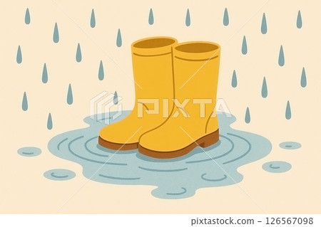 下雨天穿的黃色靴子 126567098