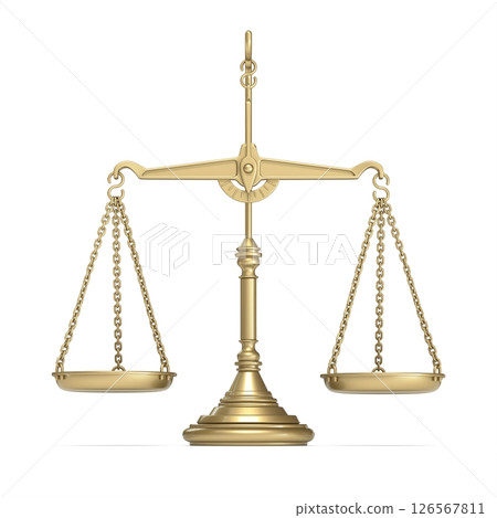 Vintage golden scale in balance 3D 126567811