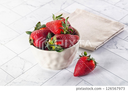 Ripe sweet Strawberry in the bowl 126567973