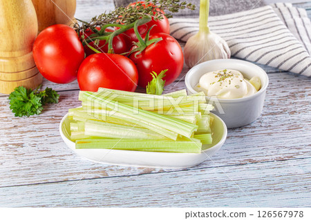 Dietary green celery stick heap Dietary green celery stick heap 126567978