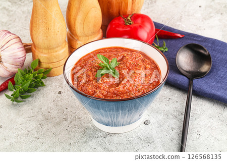 Cold vegan tomato soup Gazpacho Cold vegan tomato soup Gazpacho 126568135