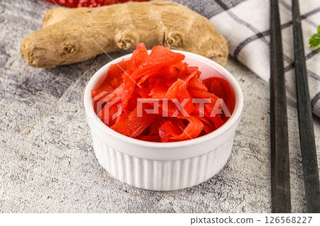 Marinated ginger root in the bowl Marinated ginger root in the bowl 126568227