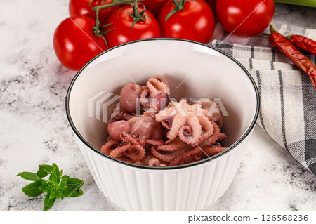 Marinated baby octopus in the bowl 126568236