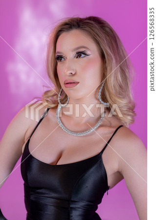 A Stunning Glamorous Portrait Featuring Beautiful Sparkles and Exquisite Glam Makeup 126568335