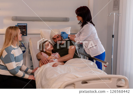 Family support and a caring nurse in the hospital enhance patients healing process 126568442
