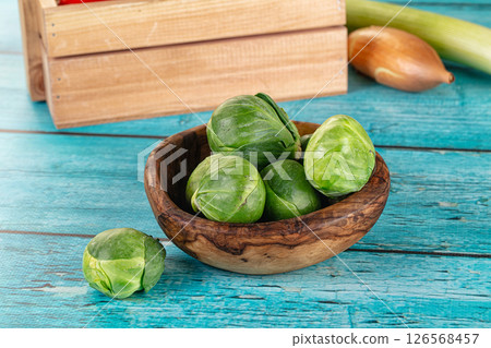 Raw green ripe brussels sprouts Raw green ripe brussels sprouts 126568457