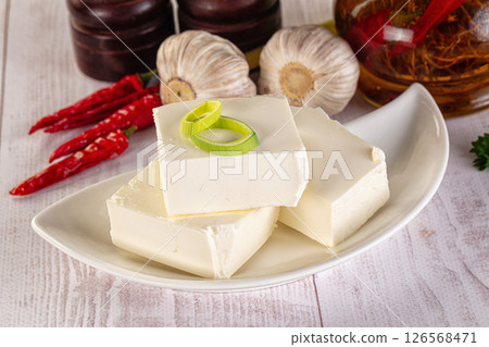 Greek traditional Feta cheese cubes 126568471