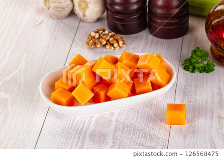 Yellow cheddae cheese cubes snack Yellow cheddae cheese cubes snack 126568475