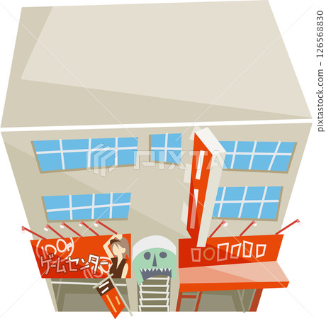 一樓設有遊戲中心的多租戶建築的鳥瞰圖 126568830