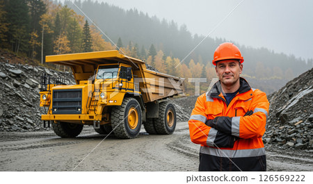 Man Heavy Equipment Mining Site Cloudy 126569222