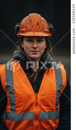 Female Worker Safety Helmet Industrial Site Female Worker Safety Helmet Industrial Site 126569224