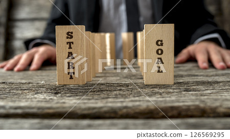 Dominoes with text start and goal 126569295