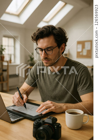 Focused designer working digitally 126569923