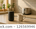 Smart speaker and coffee 126569946