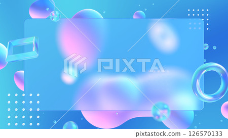 Glassmorphic three-dimensional space with square glass copy space - Blue Glassmorphic three-dimensional space with square glass copy space - Blue 126570133