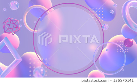 Glassmorphic 3D space with round glass copy space - Purple 126570141