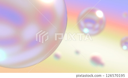 Abstract three-dimensional space with floating metallic spheres and fluids - Rainbow Abstract three-dimensional space with floating metallic spheres and fluids - Rainbow 126570195
