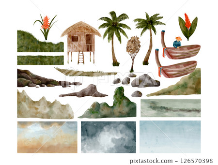 Discover stunning Tropical Landscape Watercolor Illustrations for your creative projects Discover stunning Tropical Landscape Watercolor Illustrations for your creative projects 126570398